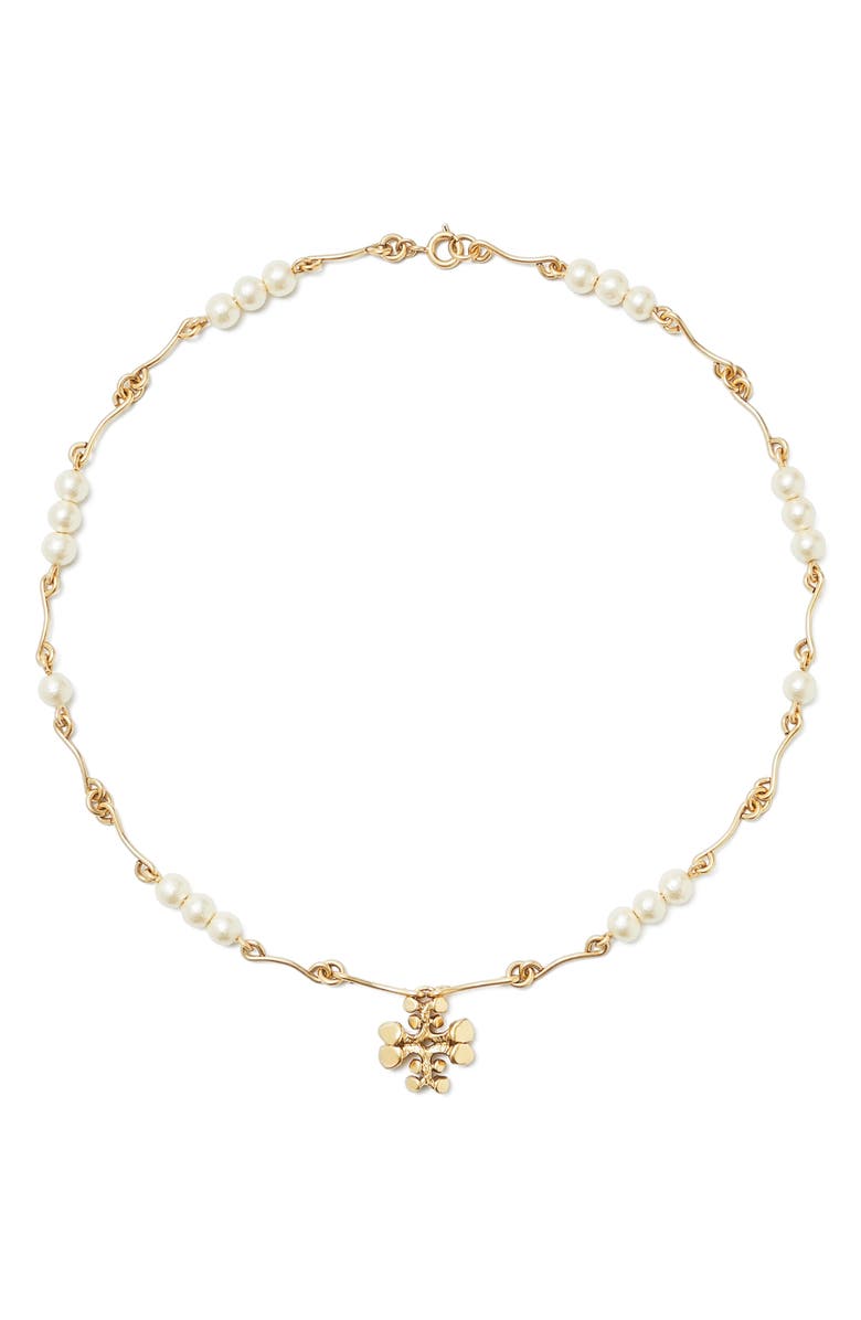 Tory Burch Brutalist Pendant Necklace, Main, color, 