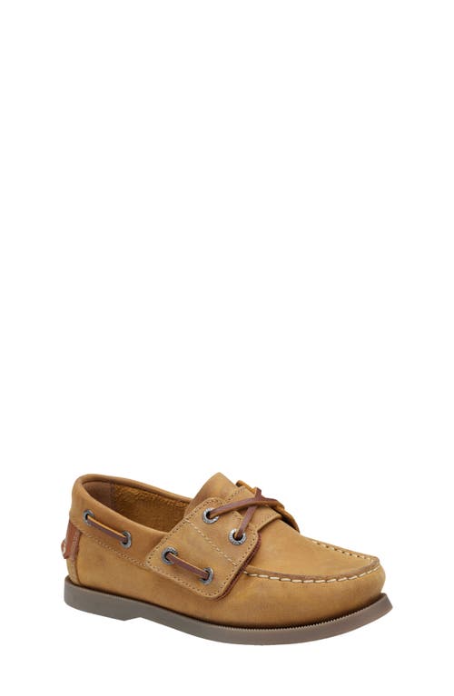 Johnston & Murphy Kids' Zeke Boat Shoe In Light Tan Oiled Full Grain