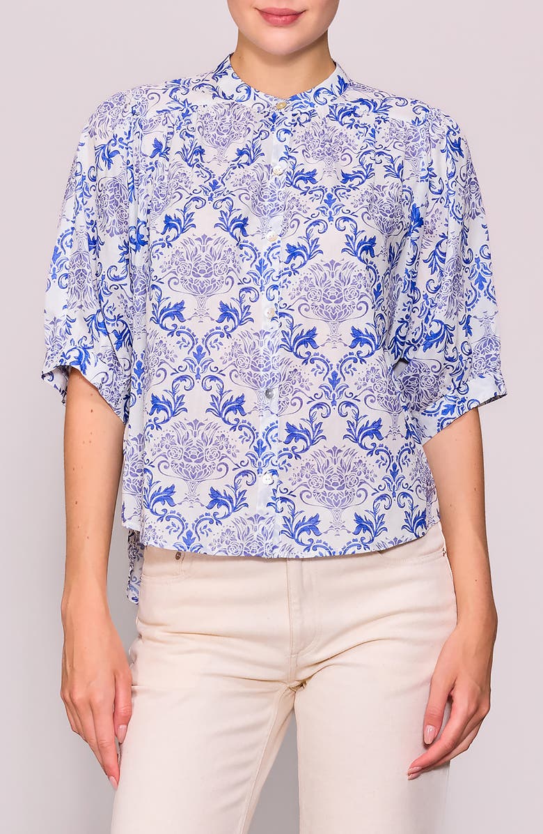 MELLODAY Print Voile Shirt, Main, color, Blue White
