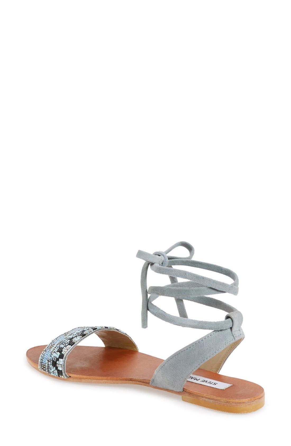 'Shaney' Beaded Wraparound Lace Sandal, Alternate, color, BLUE MULTI