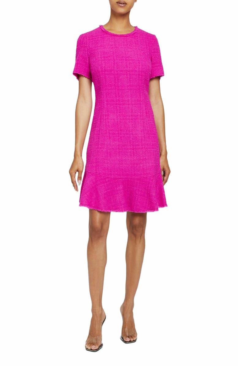 Santorelli MANTA Short Sleeve A-Line Sheath Dress in Luxury Tweed, Main, color, 