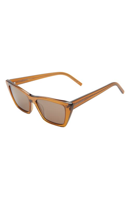 Saint Laurent Sunglasses With Cat-eye Frame In Nylon In Brown