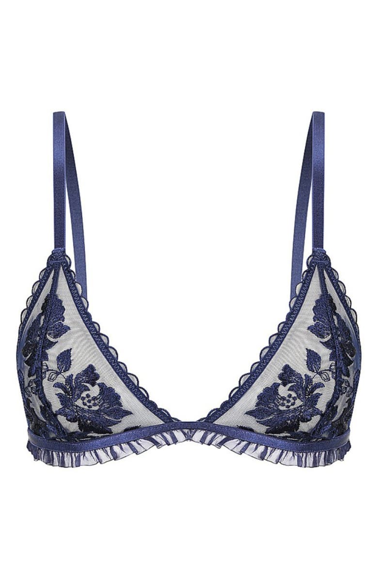 Kat The Label Annabelle Embroidered Mesh Bralette, Alternate, color, Sapphire
