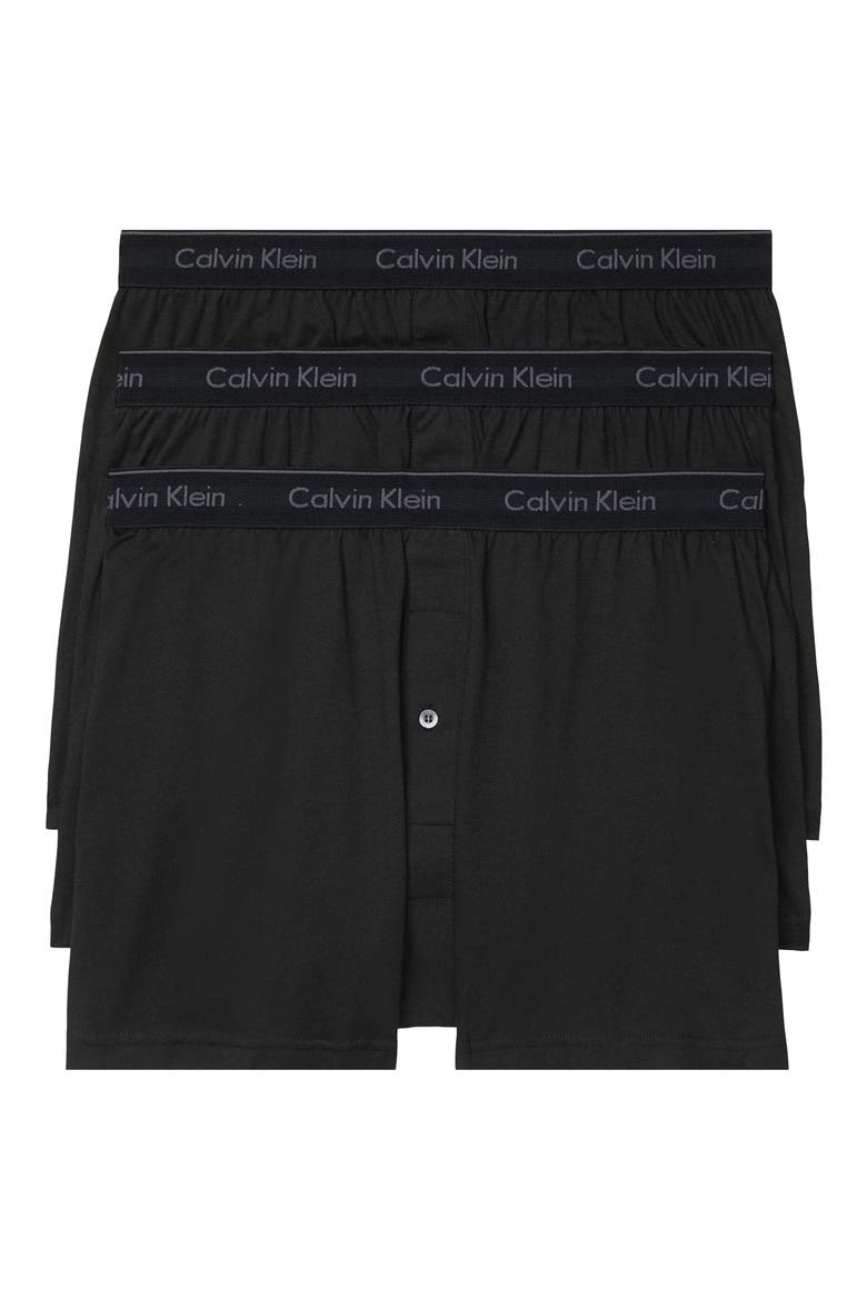 3-Pack Knit Cotton Boxers, Main, color, BLACK