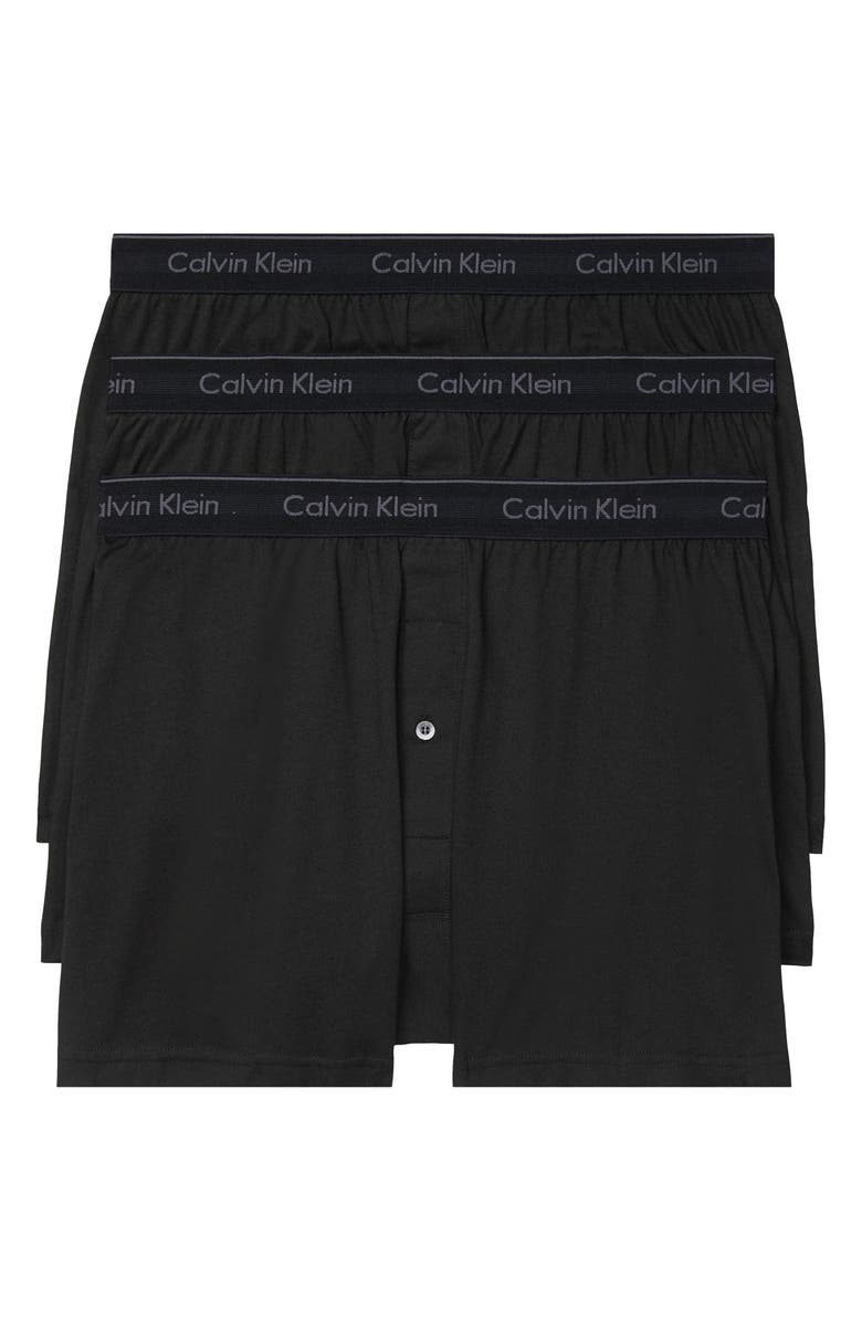 Calvin Klein 3-Pack Knit Cotton Boxers, Main, color, Black