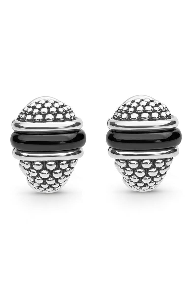 Black Caviar Earrings, Alternate, color, SILVER