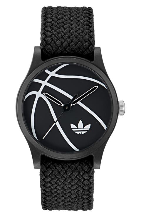AO Style Black Basketball Dial Webbing Strap Watch, 39mm