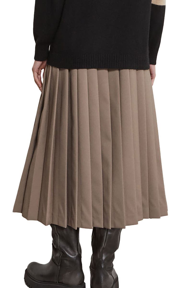 ottod'Ame Pleated Midi Skirt, Alternate, color, Brown
