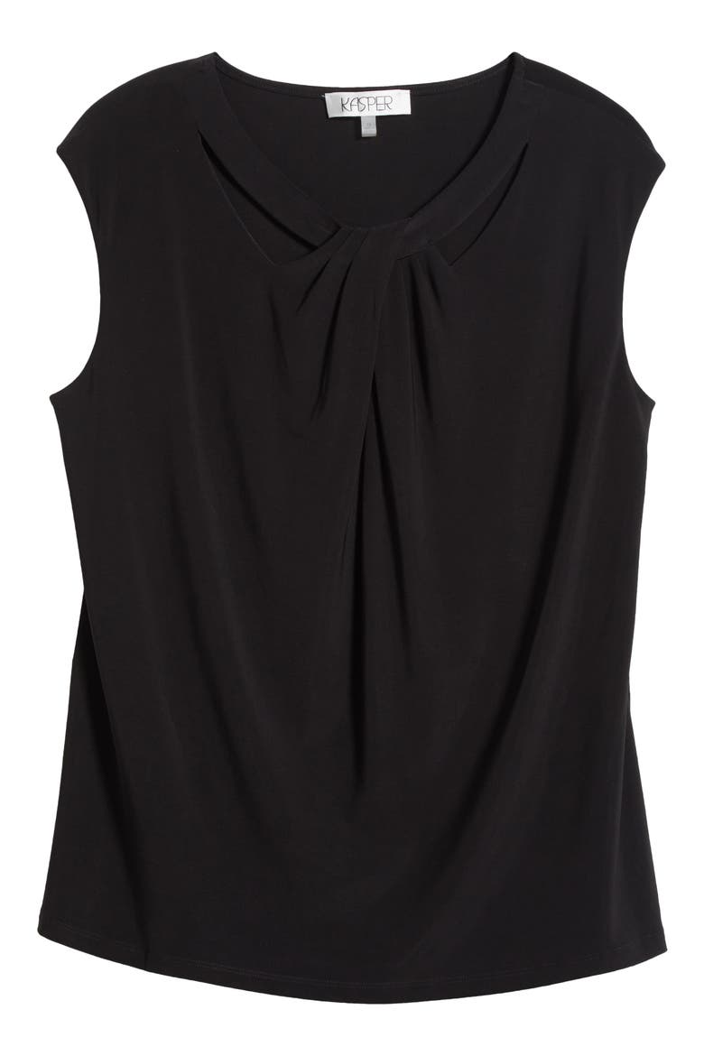 Cap Sleeve Criss-Cross Detail Jersey Top, Alternate, color, BLACK