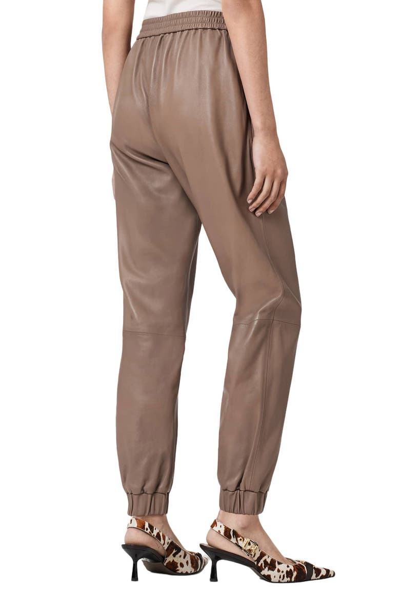 Jen Leather Joggers, Alternate, color, MOCHA BROWN