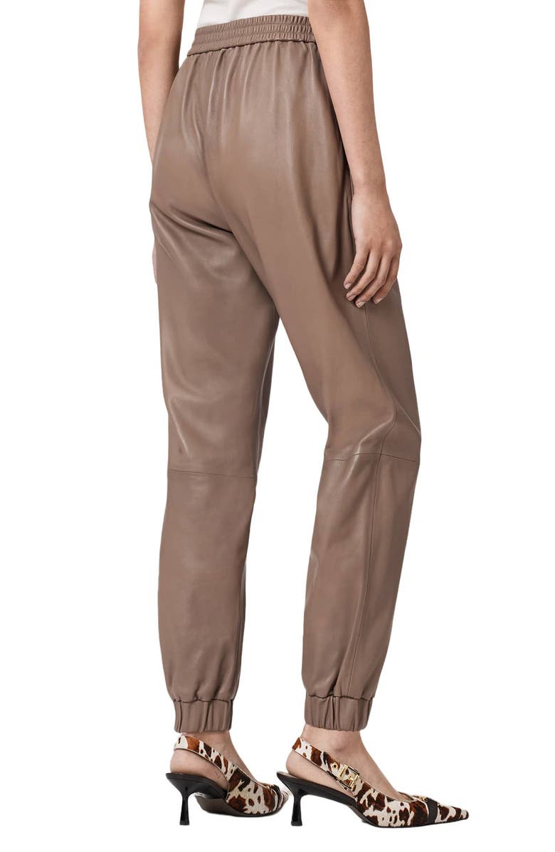 AllSaints Jen Leather Joggers, Alternate, color, Mocha Brown