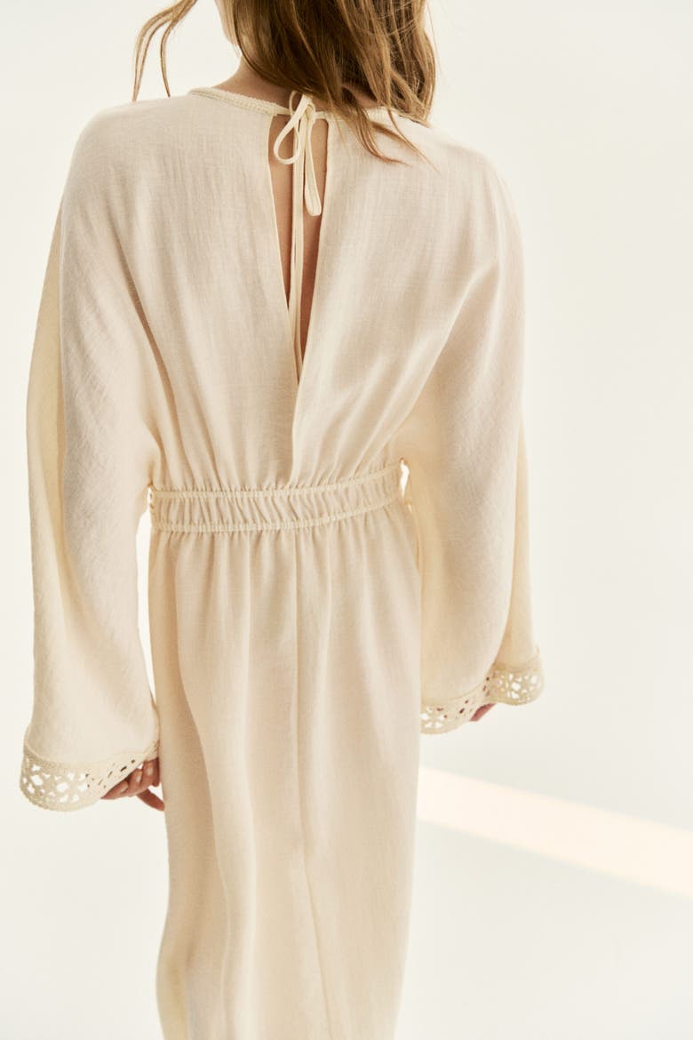 Crochet-look Tunic Dress, Alternate, color, Light beige