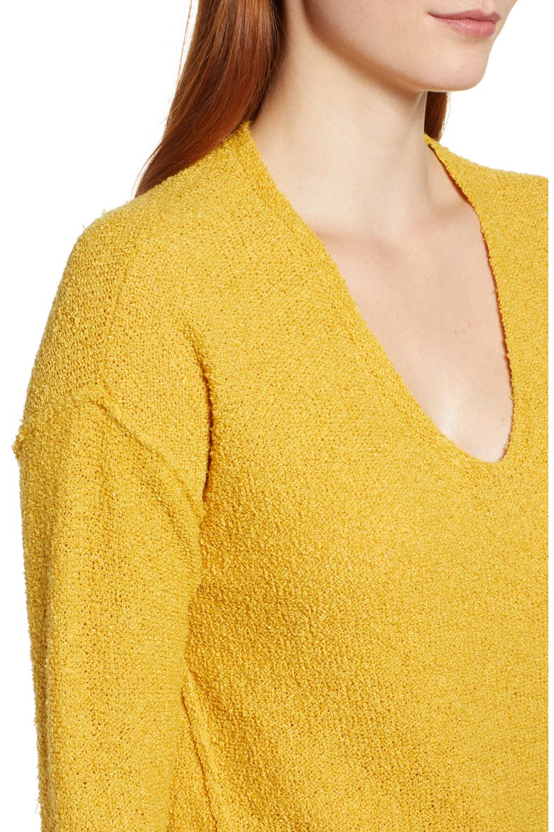 Bouclé Tunic Sweater, Alternate, color, YELLOW GOLD