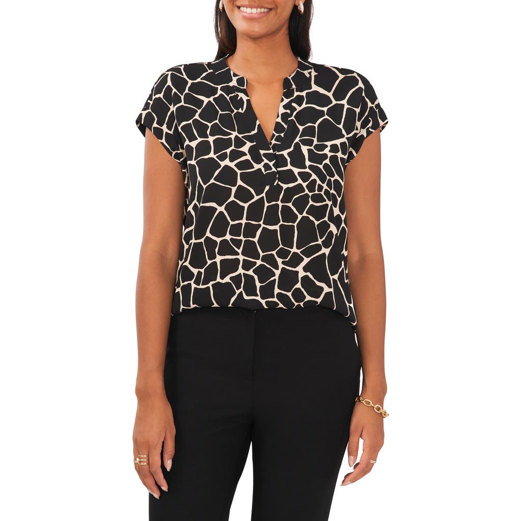 Chaus Split Neck Georgette Blouse In Multi