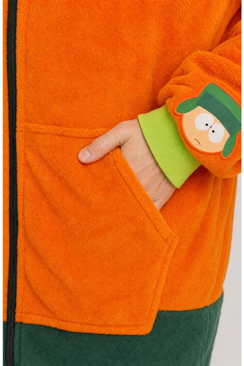 South Park Kyle Fleece Hooded Jumpsuit, Alternate, color, ORANGE