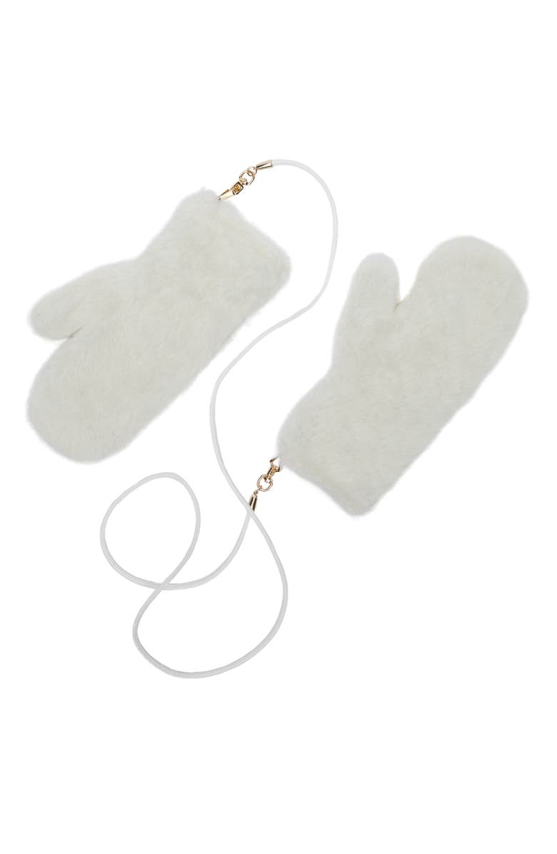 Max Mara Ombrato Teddy Mitts, Main, color, Off White