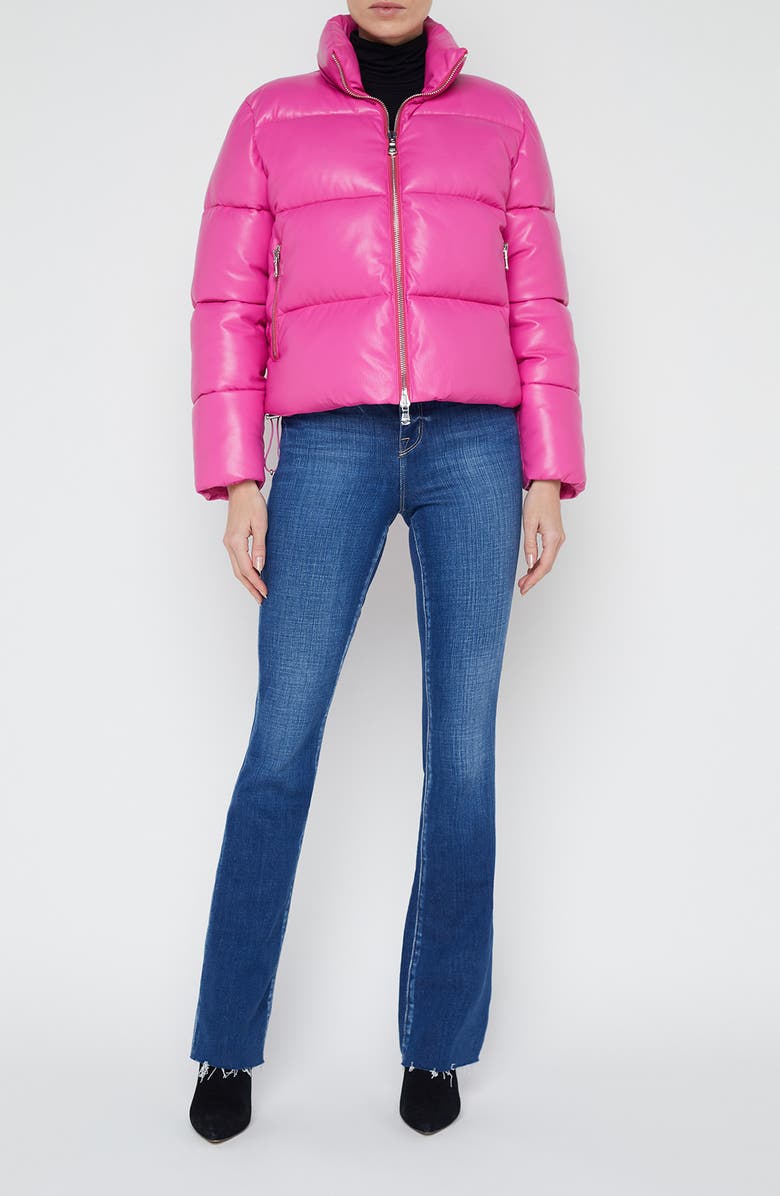 L'AGENCE Larsen Faux Leather Puffer Jacket, Alternate, color, Deep Pink