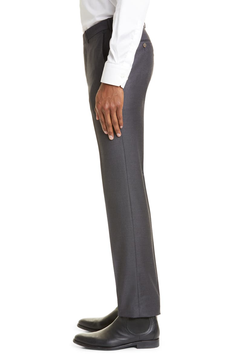 Flat Front Slim Fit Wool Pants, Alternate, color, DARK GREY SOLID