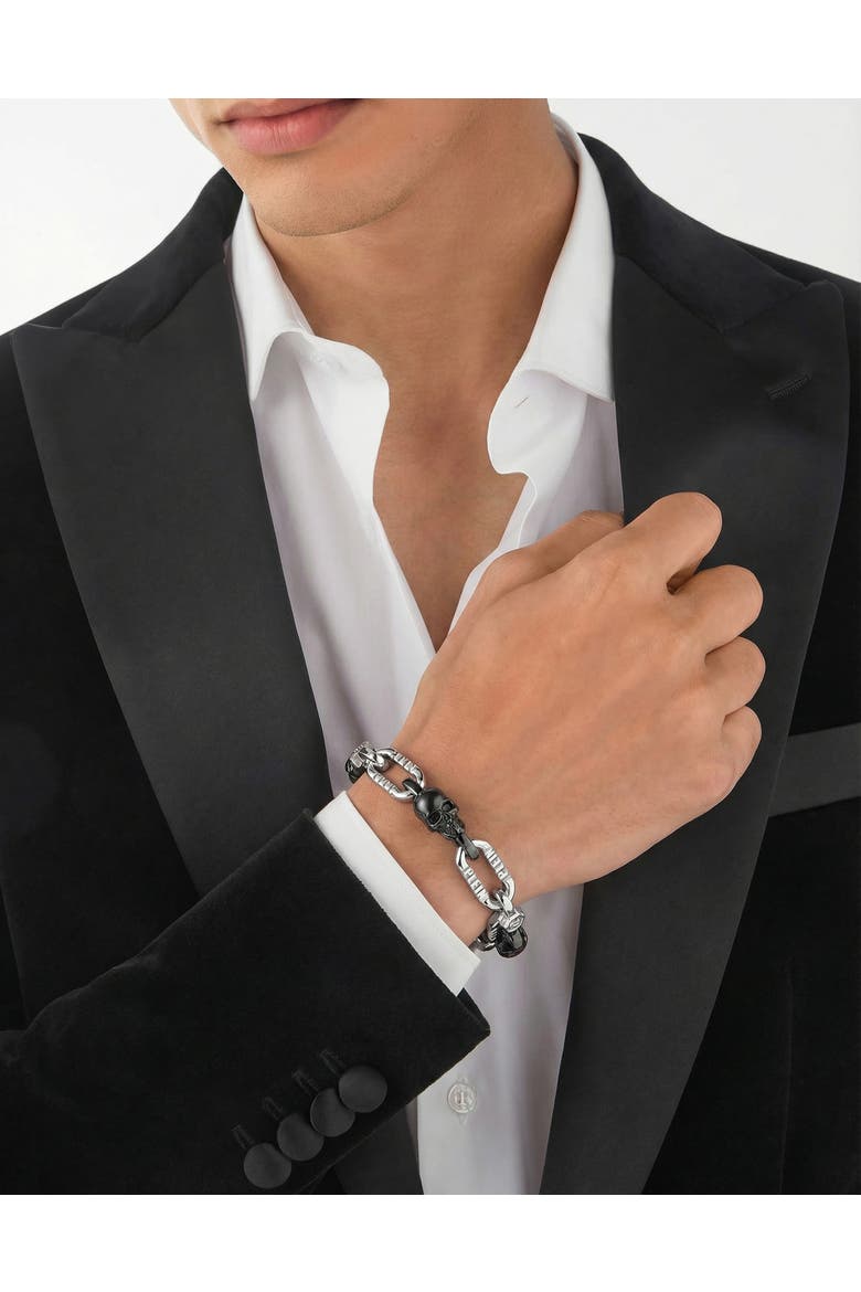 Stainless Steel Bracelet Plein Edge Men, Alternate, color, black/stainlesssteel