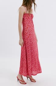 MANGO Floral Plissé Slipdress