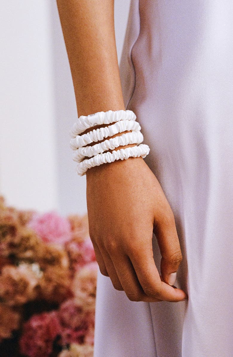 slip 4-Pack Skinny Silk Scrunchies, Alternate, color, White