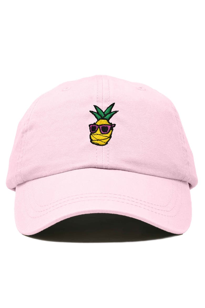 Pineapple Embroidered Dad Hat, Main, color, Washed Pink