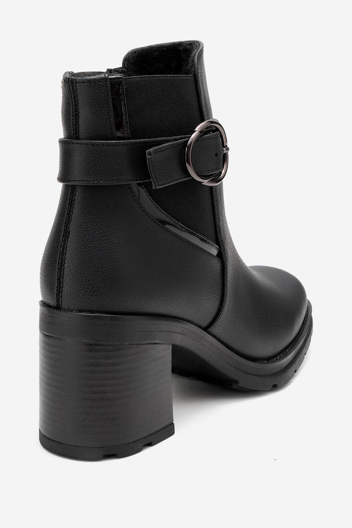 Prologue Shoes Heile Buckle Block Heel Boot, Alternate, color, Black