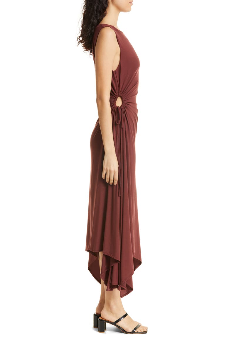 Giullia Ruched Handkerchief Hem Jersey Dress, Alternate, color, BROWN