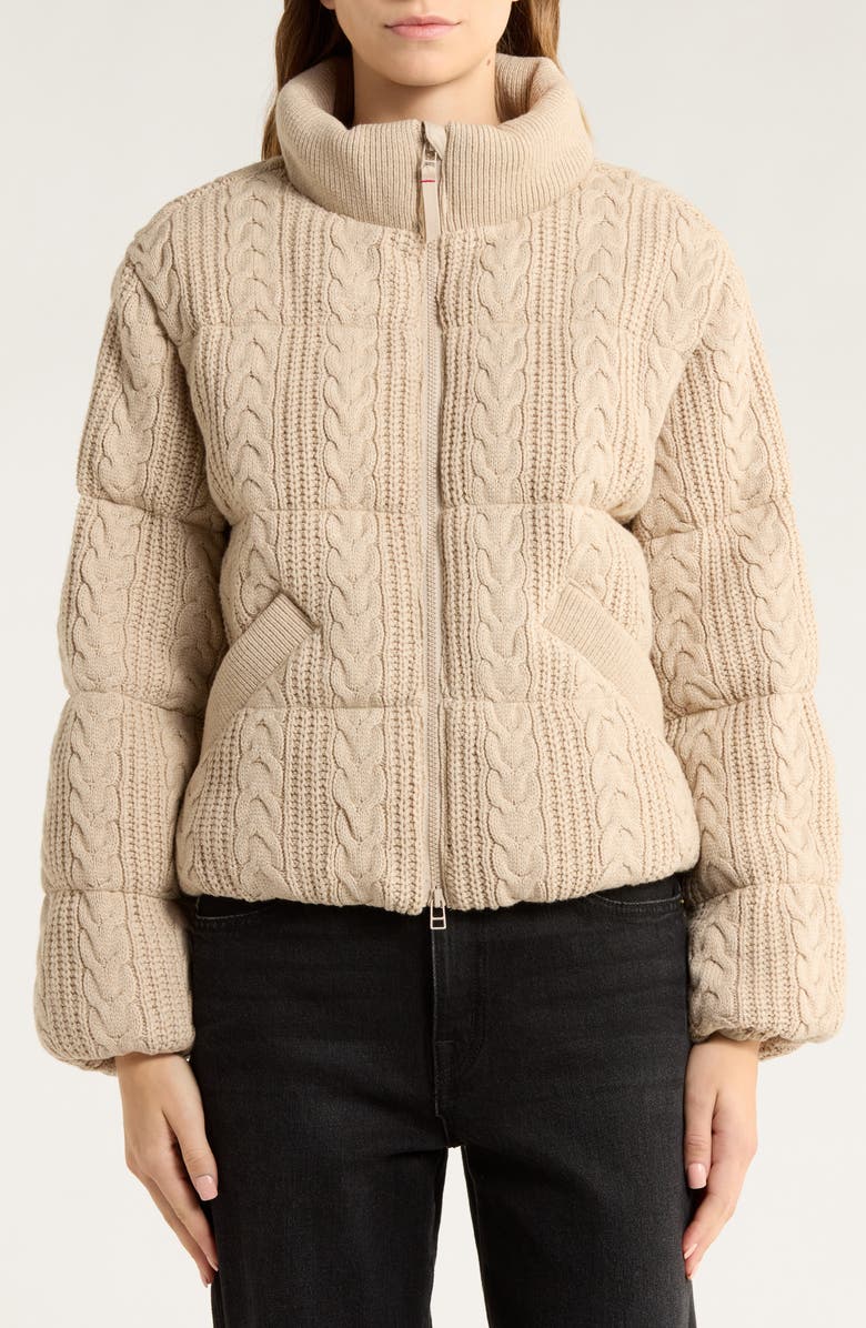 Marine Layer Alba Cable Cotton Blend Puffer Jacket, Alternate, color, Warm Taupe