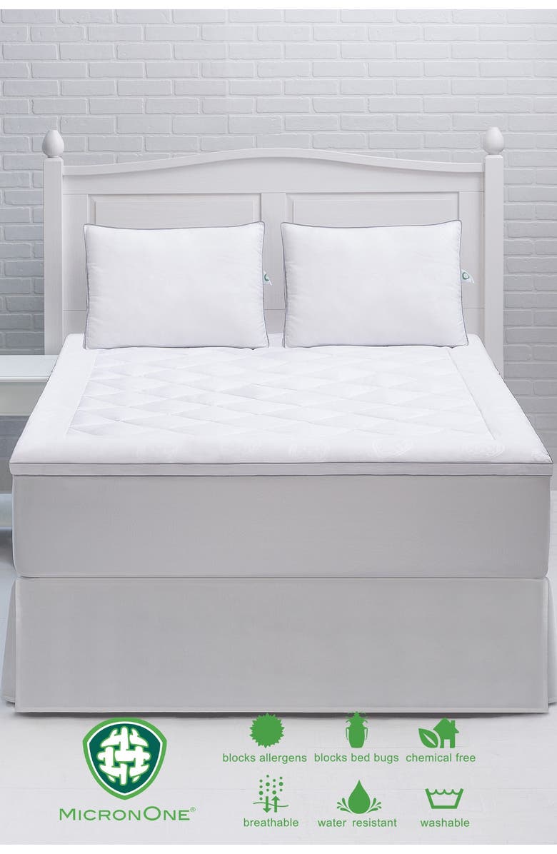 Allied Home Premium MicronOne Twin Allergen Barrier Memorry Fiber Mattress Pad, Main, color, White