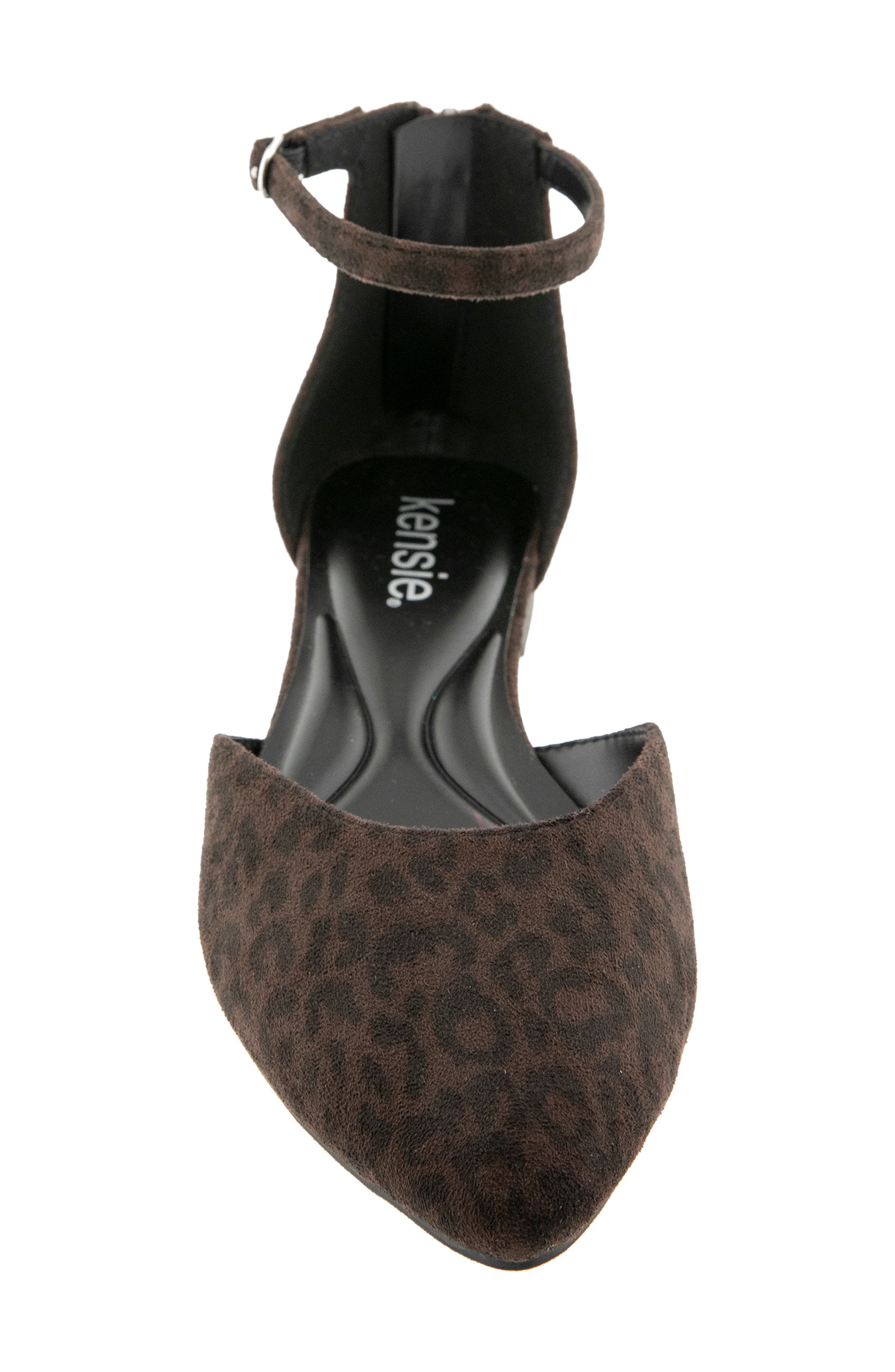Gaeta Ankle Strap Pointed Toe Flat, Alternate, color, ESPRESSO LEOPARD