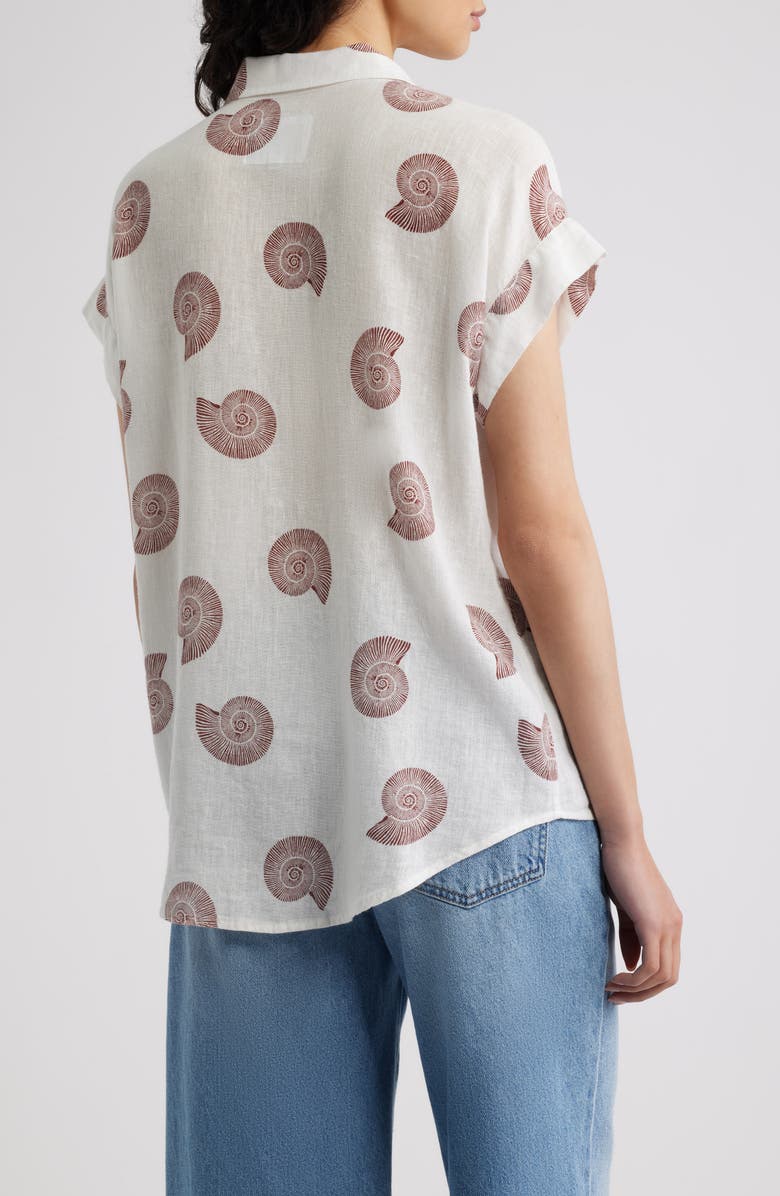 Rails Farrah Linen Blend Short Sleeve Button-Up Shirt, Alternate, color, Spiral Shells