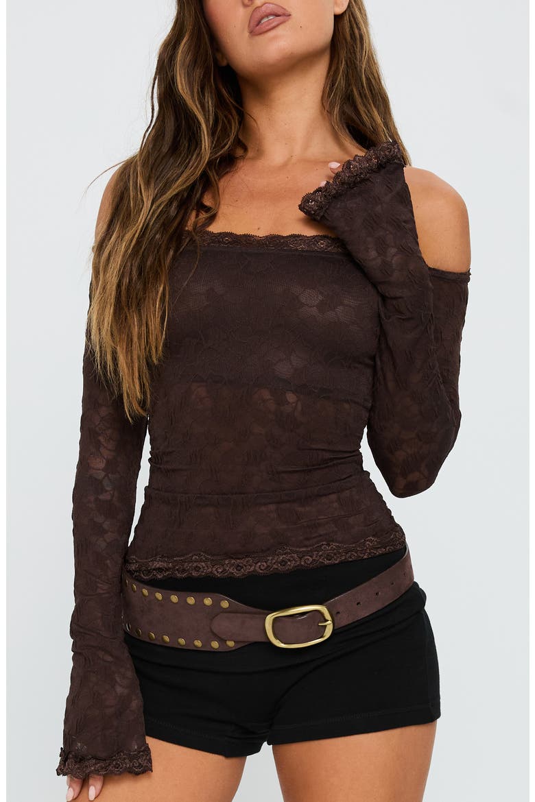 Mochapella Off the Shoulder Lace Top, Main, color, BROWN