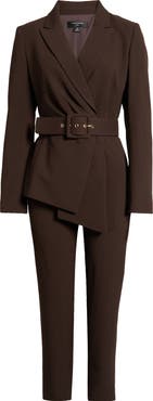 Tahari ASL Peak Lapel Belted Blazer & Pants Set