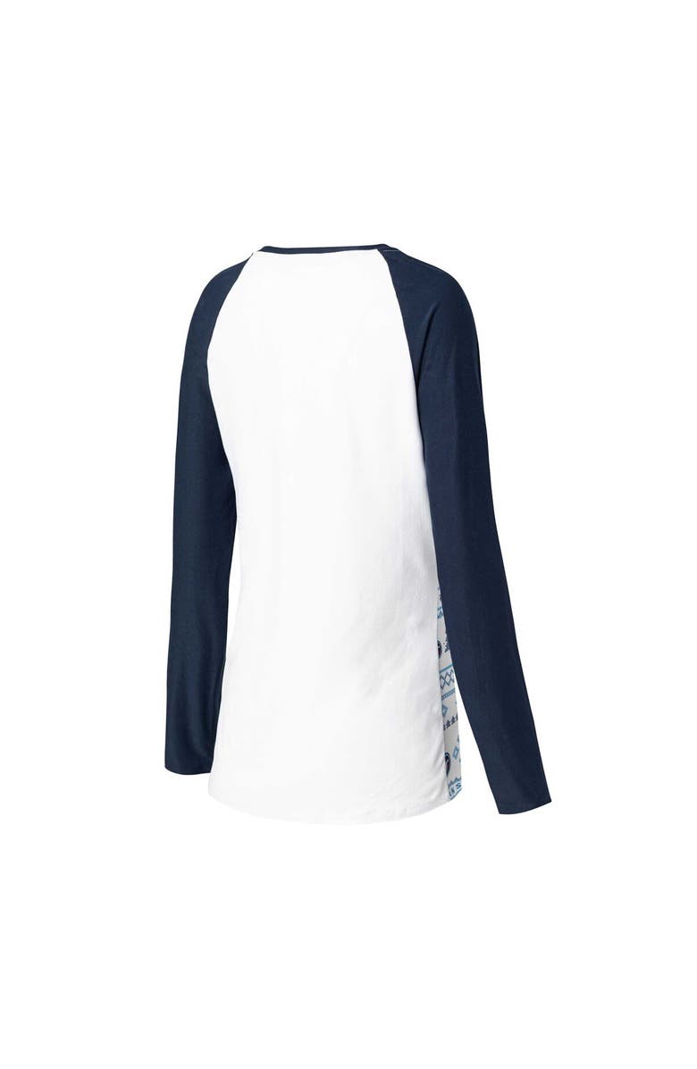 CONCEPTS SPORT Women's Concepts Sport White/Navy Tennessee Titans Tinsel Raglan Long Sleeve T-Shirt & Pants Sleep Set, Alternate, color, White