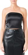 Endless Rose Strapless Satin Crop Top