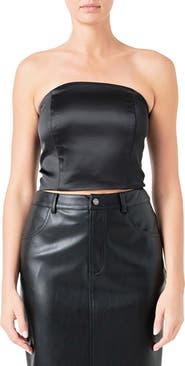 Endless Rose Strapless Satin Crop Top