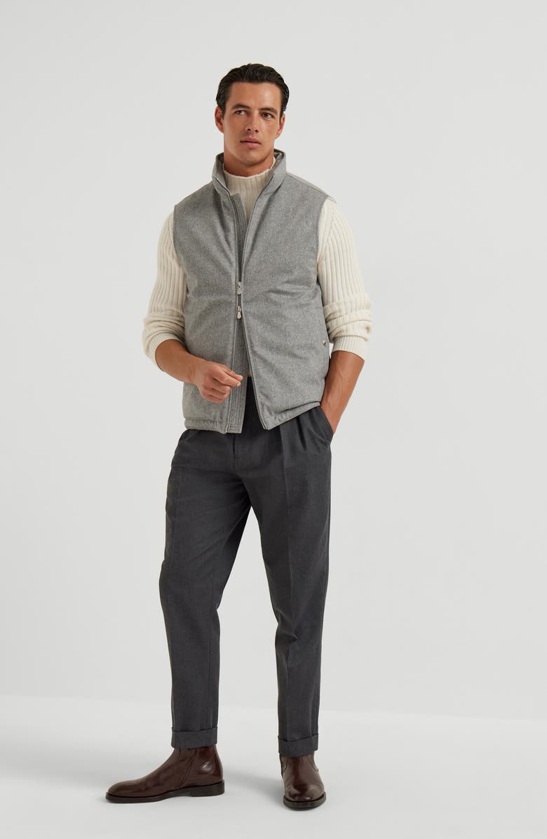 Brunello Cucinelli Bonded wool down vest, Alternate, color, Grey
