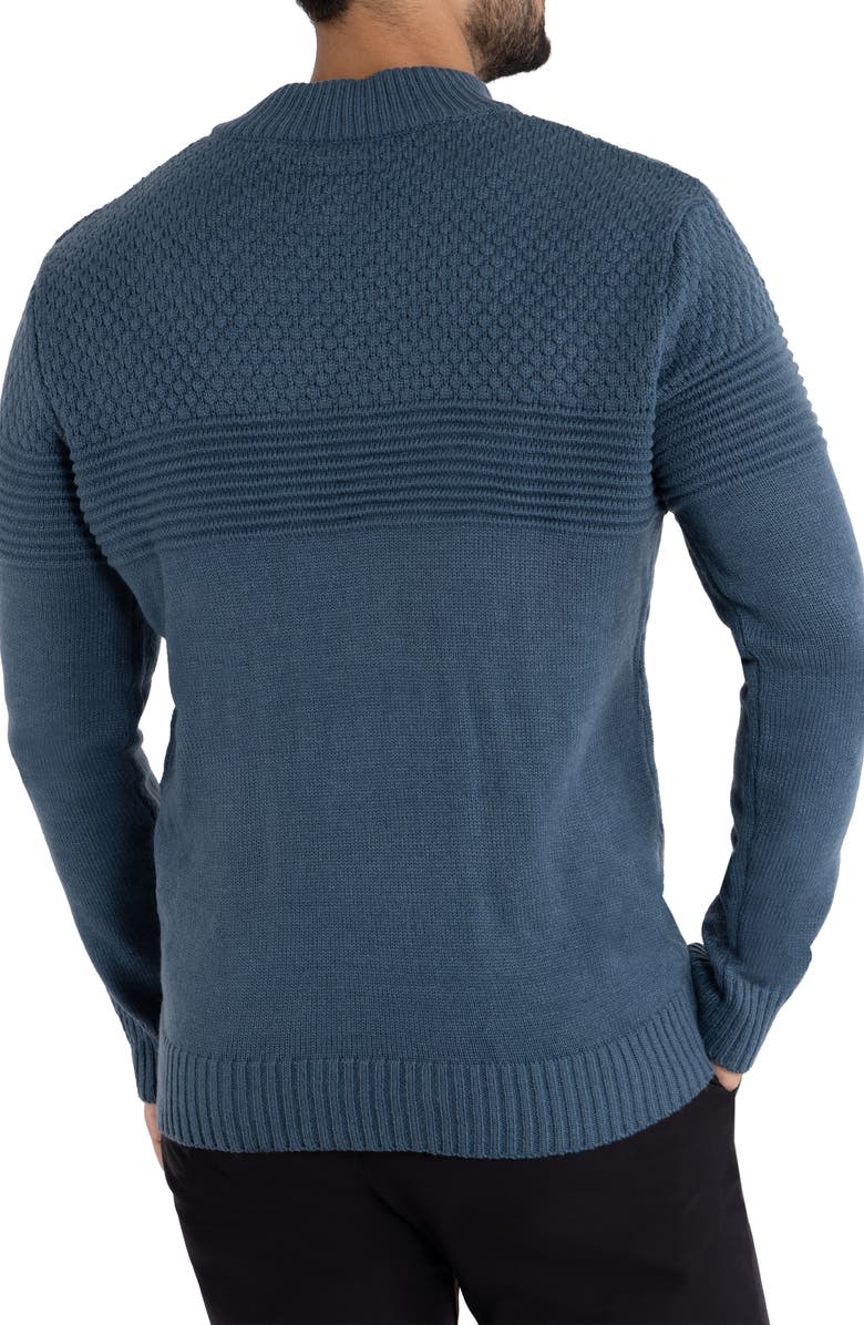 XRAY Honeycomb Knit Quarter-Zip Pullover Sweater, Alternate, color, Blue