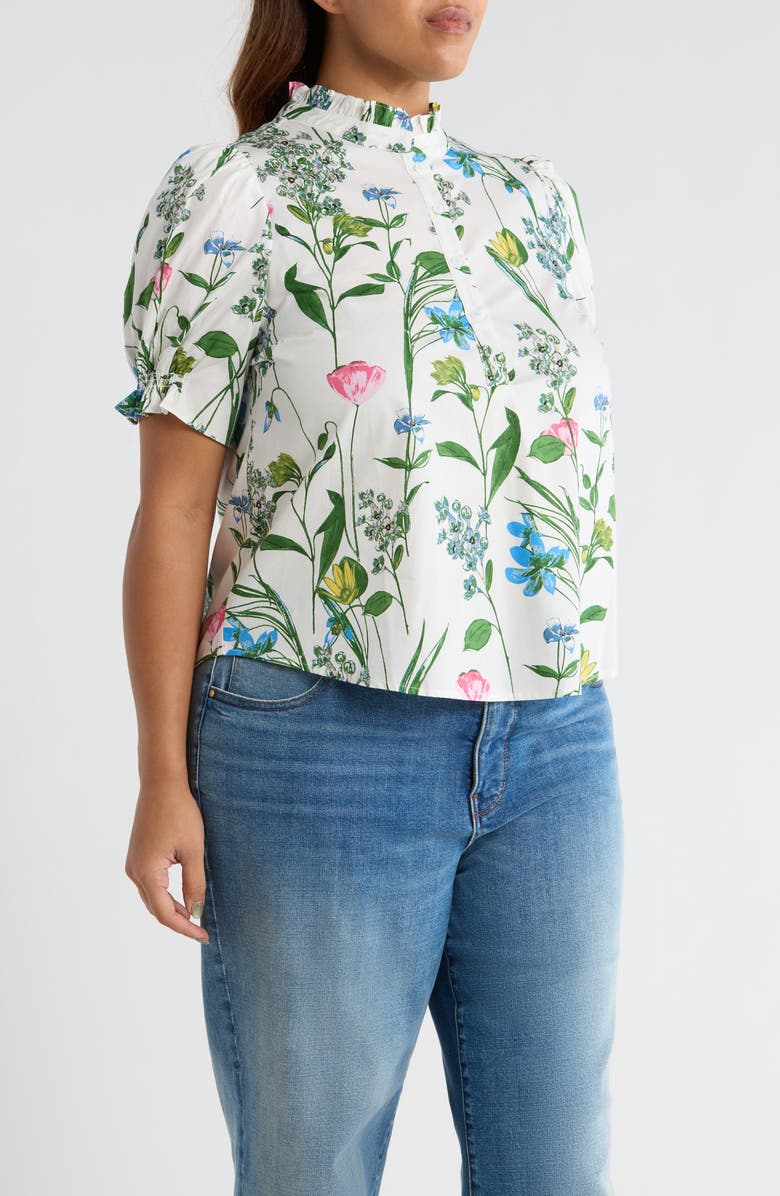 SUGARLIPS Clove Garden Floral Print Shirt, Alternate, color, White-Pink-Green