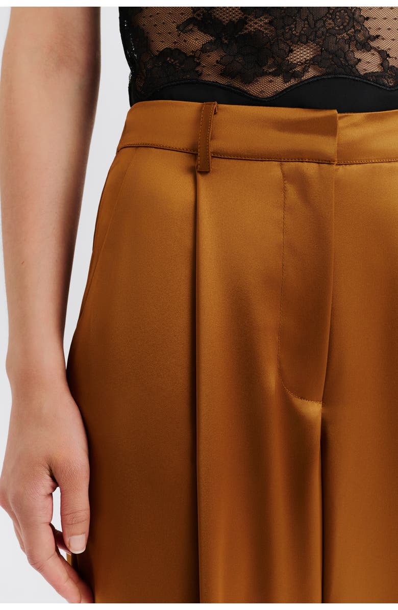 Malina Sarah Elastic Waist Satin Pants, Alternate, color, Amber