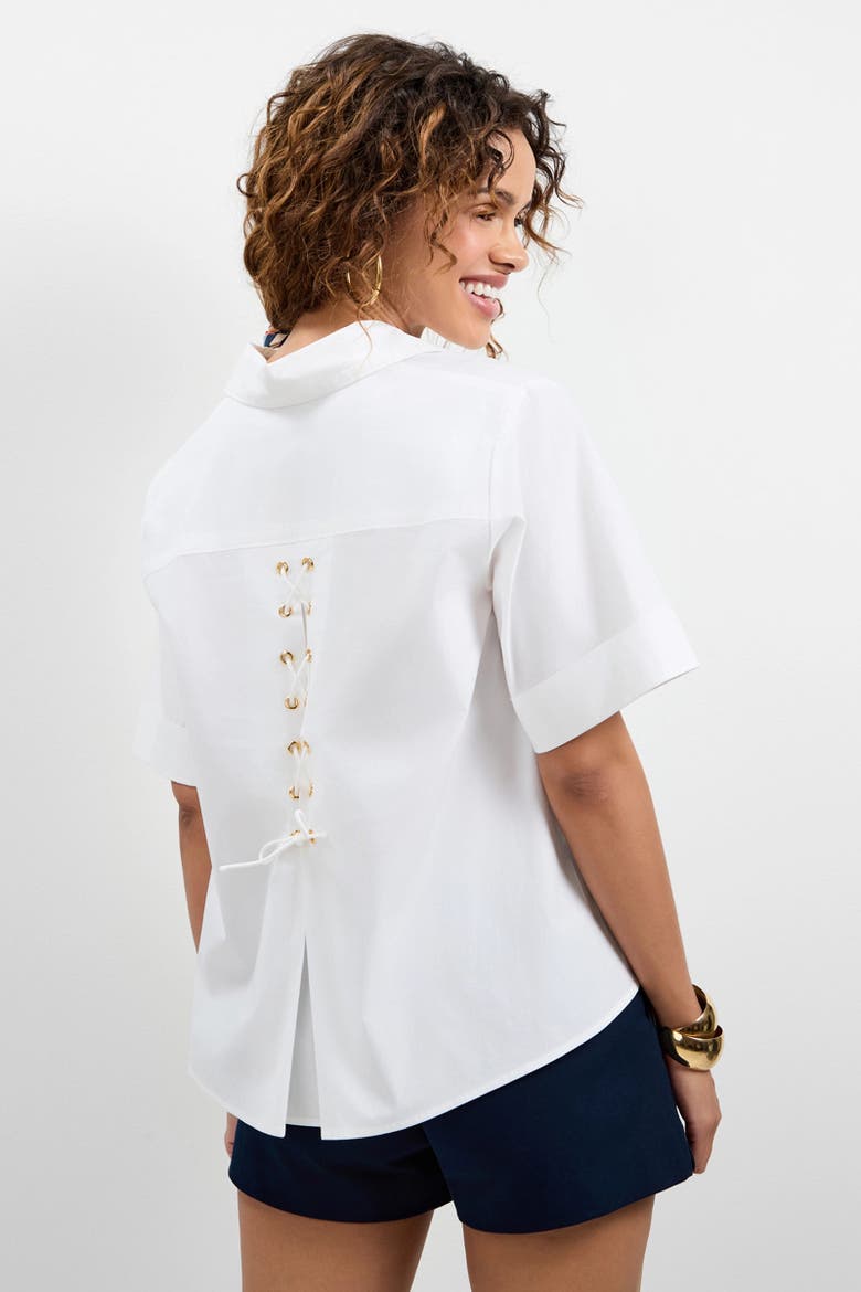 Triennale Lace-Up Back Top, Alternate, color, White