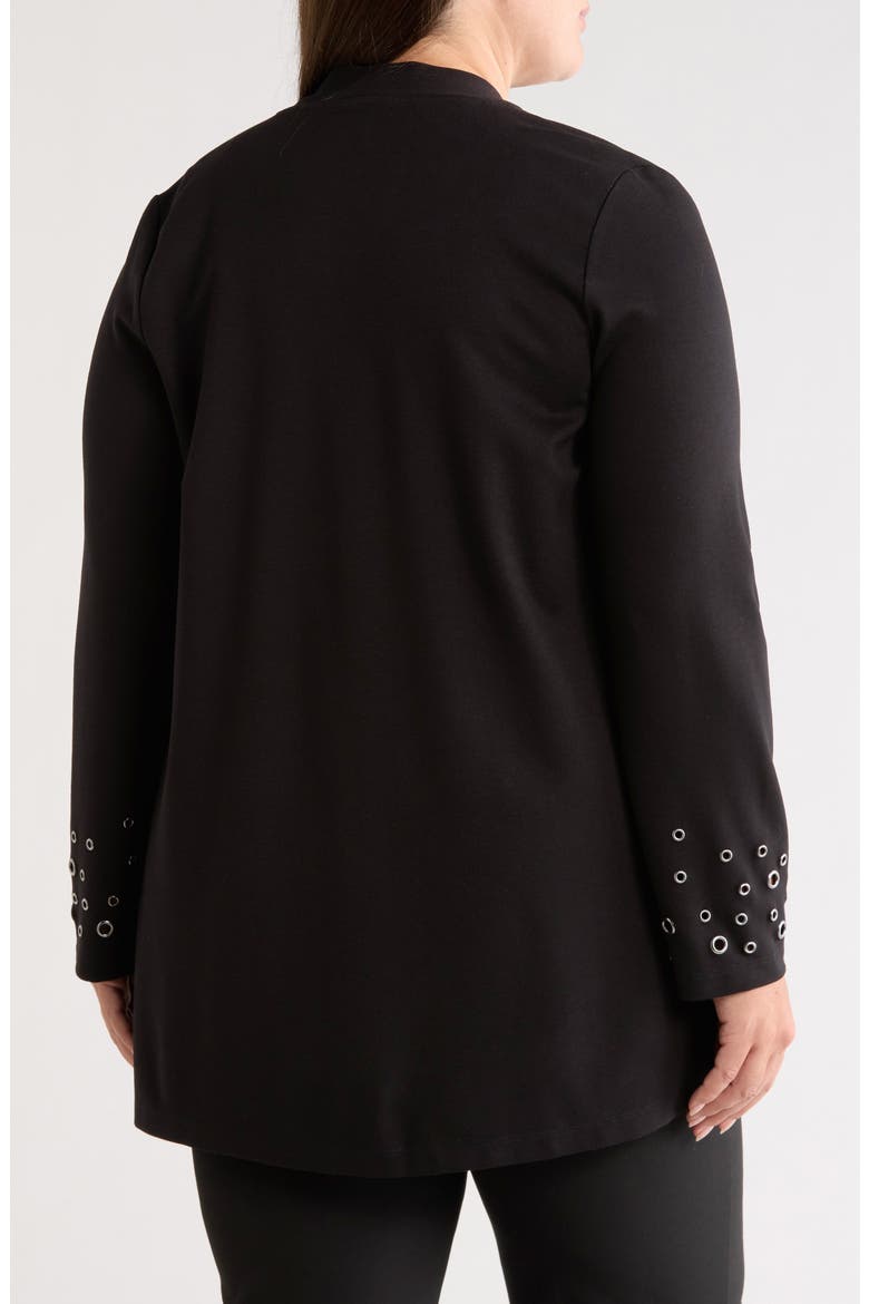 Grommet Detail Open Cardigan, Alternate, color, ANNE BLACK