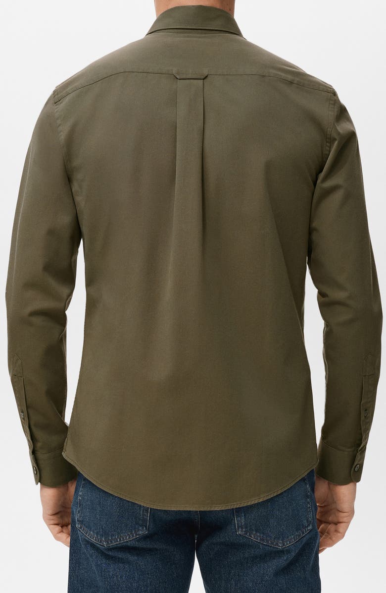 MANGO Regular Fit Button Down Shirt, Alternate, color, Medium Brown