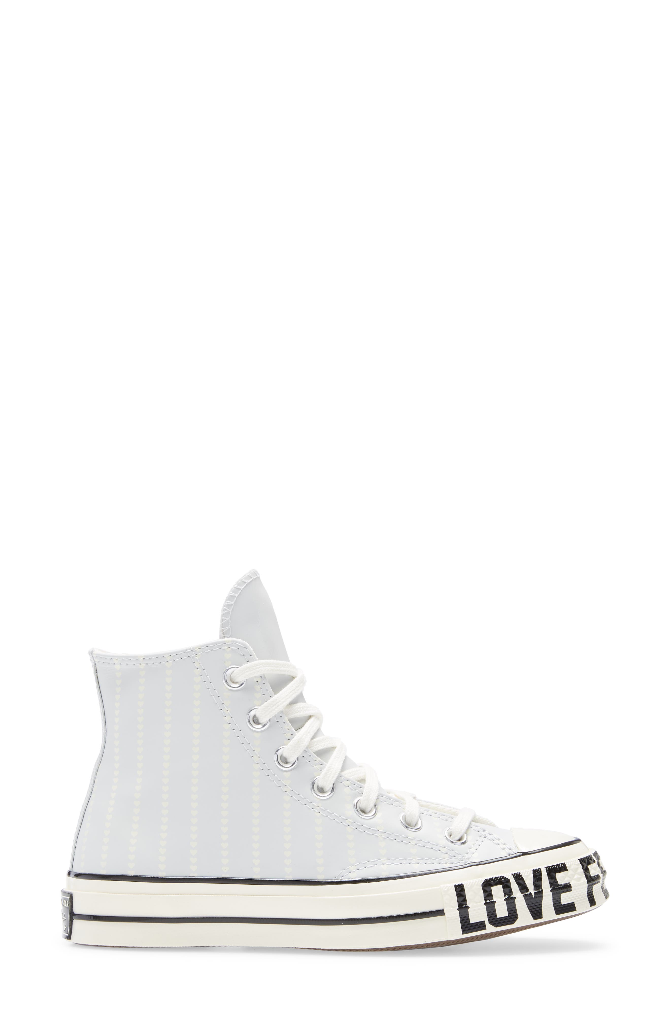 Converse Chuck Taylor<sup>®</sup> All Star<sup>®</sup> 70 Love Fearlessly High Top Leather Sneaker, Alternate, color, 