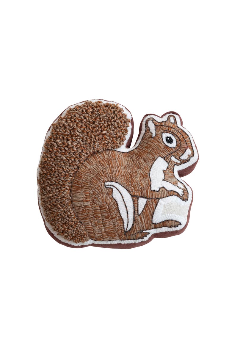Squirrel Silhouette Embroidered Cotton & Linen Pillow, Main, color, Multicolor