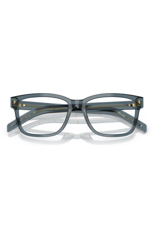 Prada 53mm Rectangular Optical Glasses In Blue