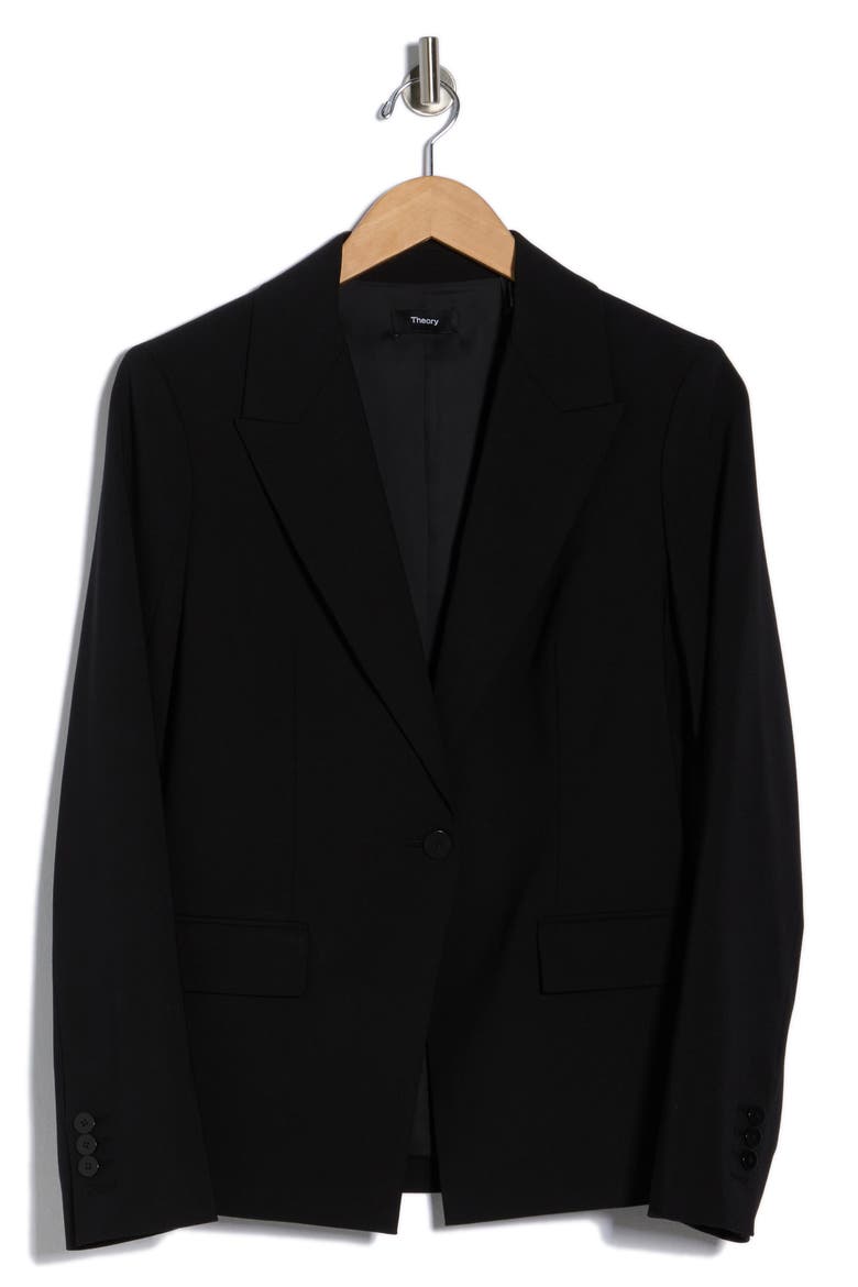 Angled Stretch Wool Blazer, Alternate, color, BLACK