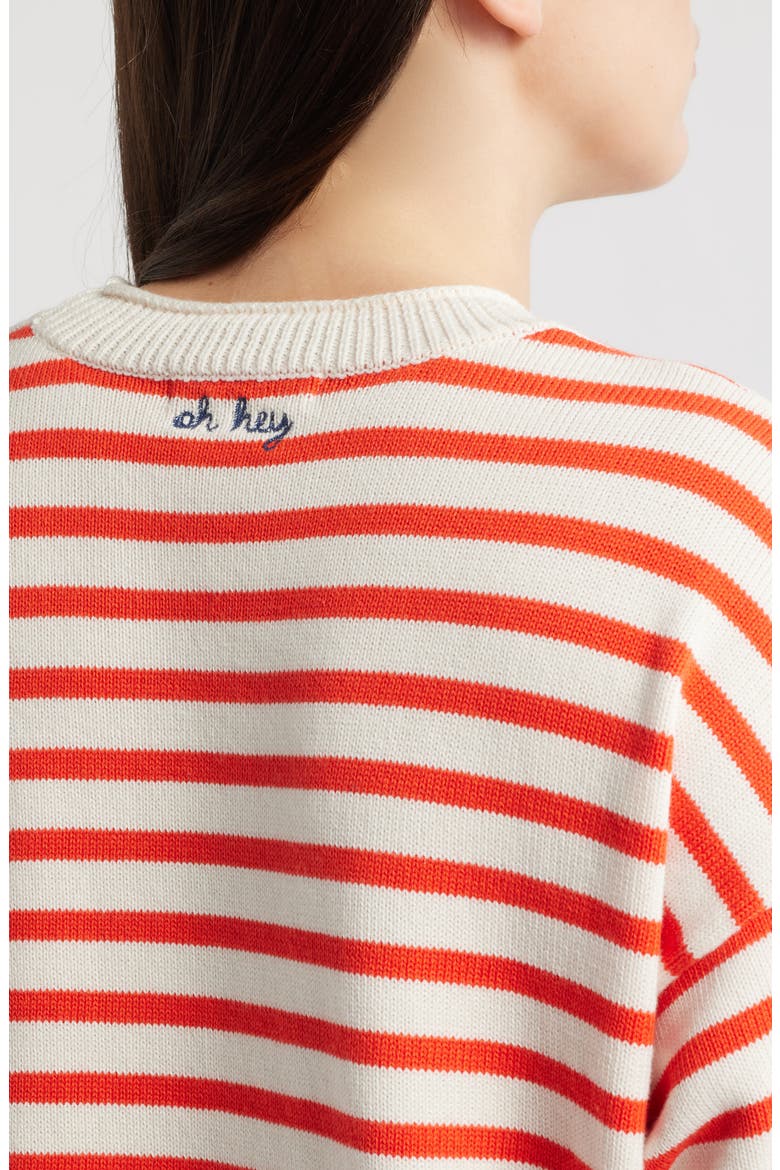 Suki Stripe Cotton Crewneck Sweater, Alternate, color, RED STRIPE