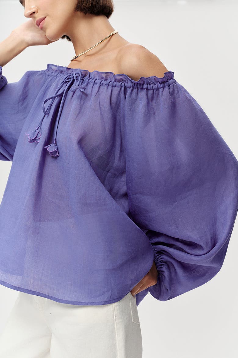 Adriene Tie Neck Blouse, Alternate, color, Lilac